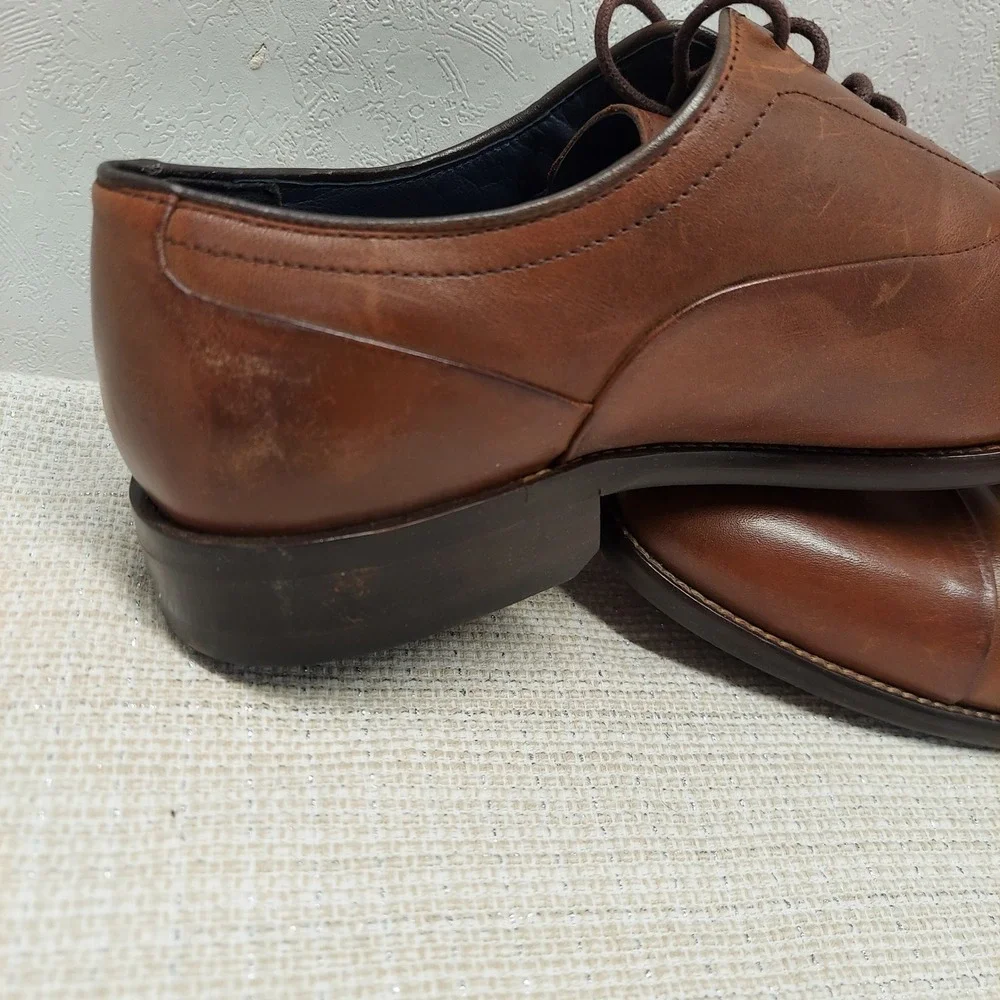 Johnston & Murphy Mens Cap Toe Oxford Dress Shoes 10.5M 59-2476 Tan Leather